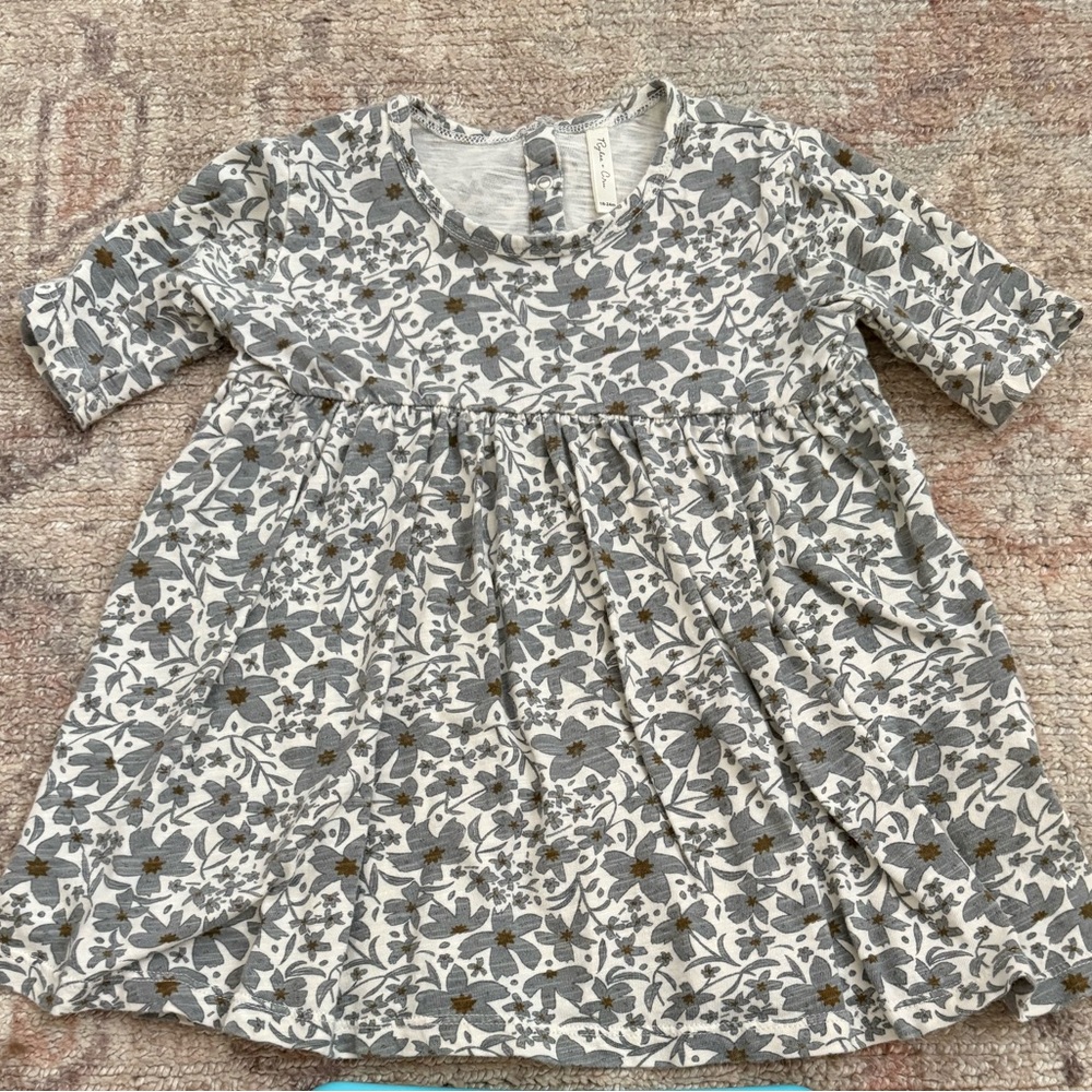 Rylee + Cru Gray Floral Kids Dress